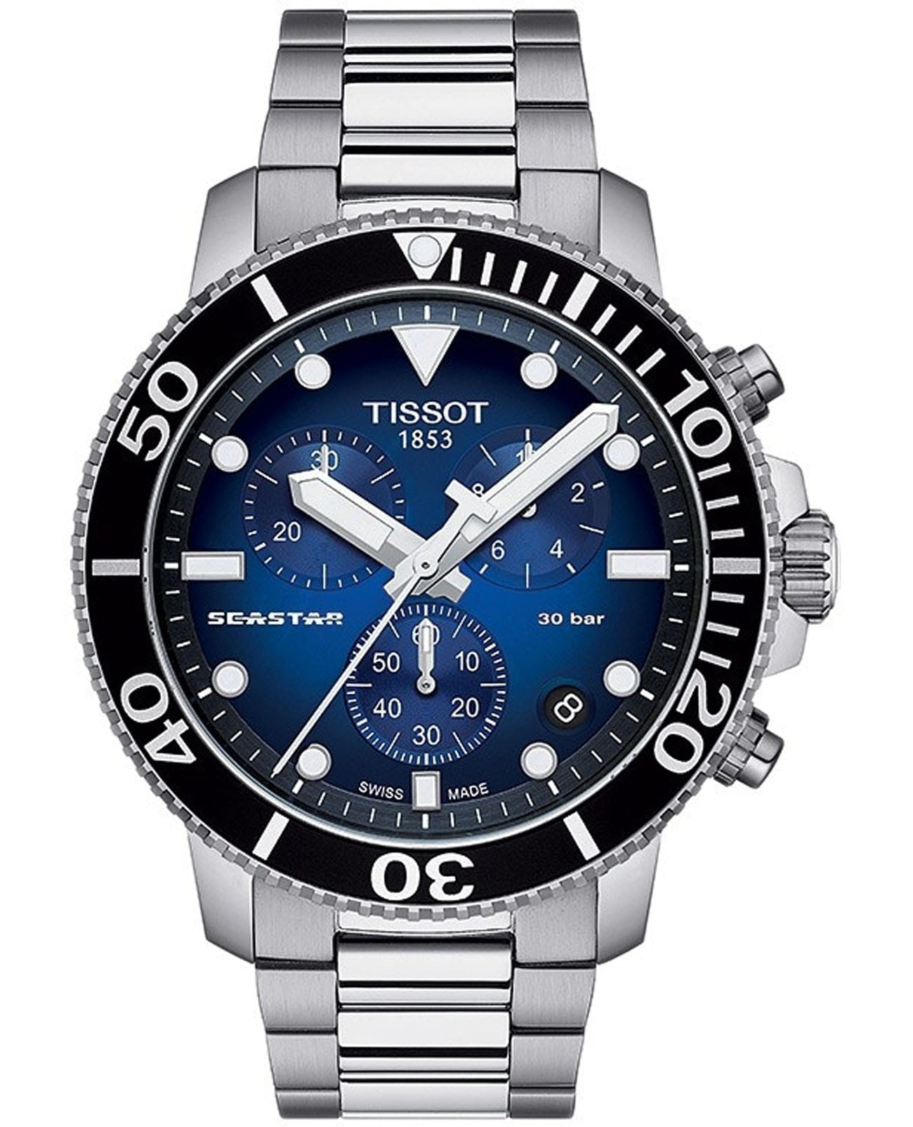 Tissot Tissot Seastar 1000 Chronograph Special Edition T120.417.11.041.01 Seastar 1000 T1204171104101 кварцевые мужские часы синий циферблат, браслет нержавеющая сталь — вид спереди